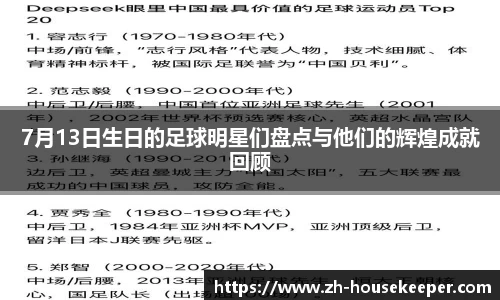 7月13日生日的足球明星们盘点与他们的辉煌成就回顾